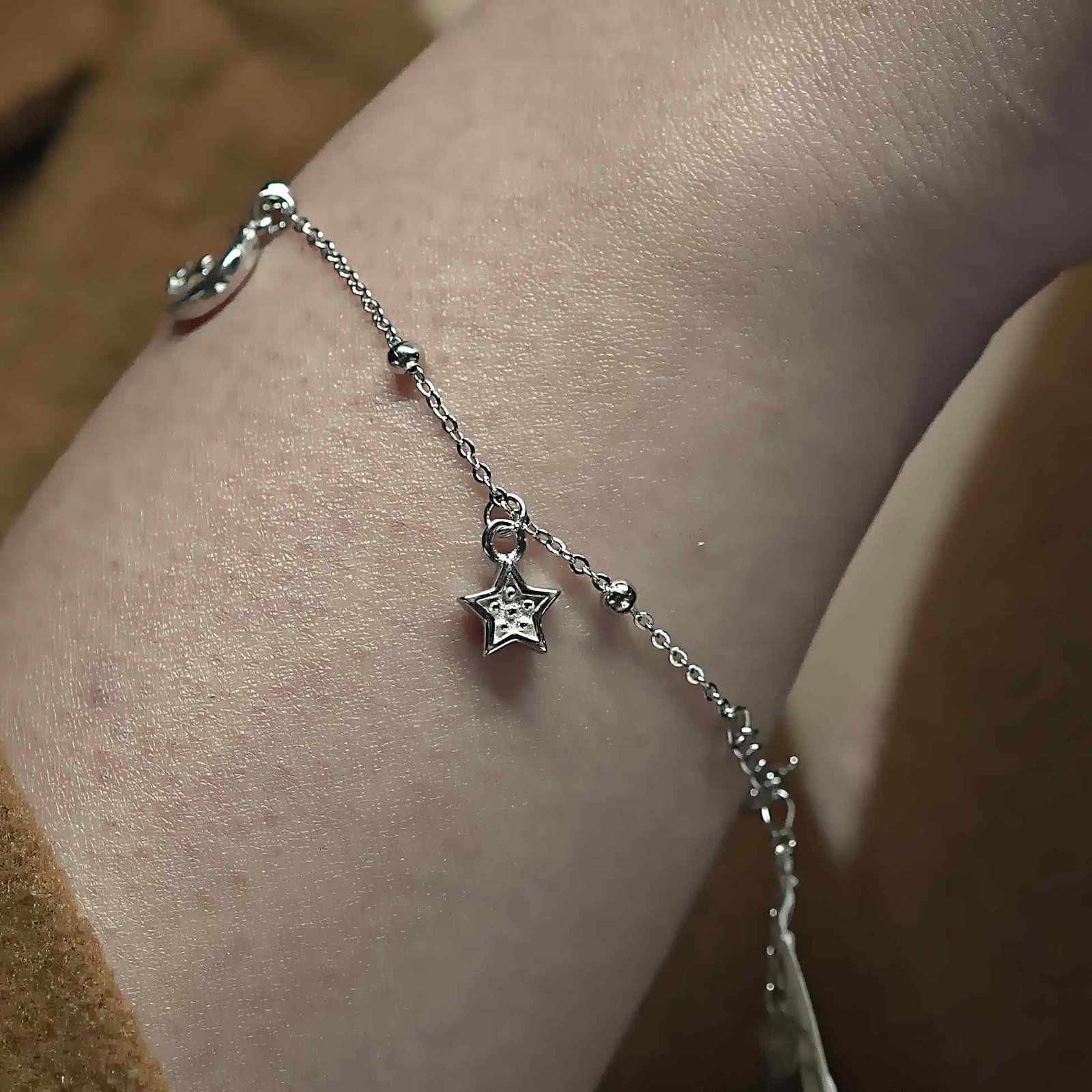 Heart Link Chain Charm Bracelet