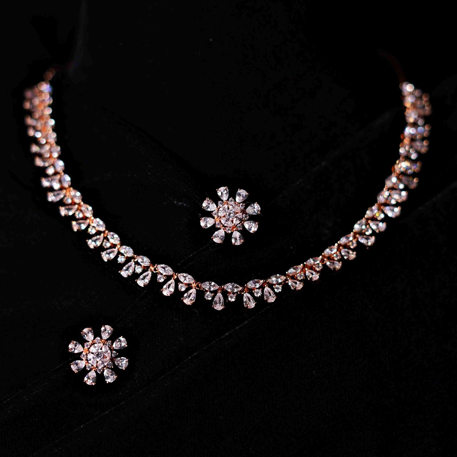 Italian Rose Plated Fancy Modern Design with Studded American Diamonds - Image 2