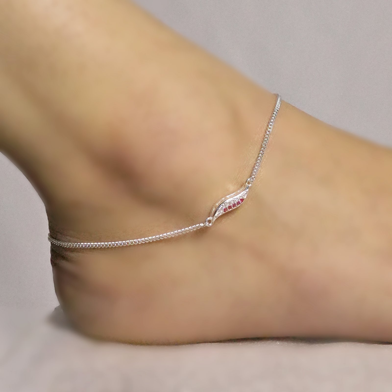 Silver American Stone Italian Anklet