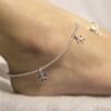 Sterling Silver Charm Airplan Moti Chain Anklet
