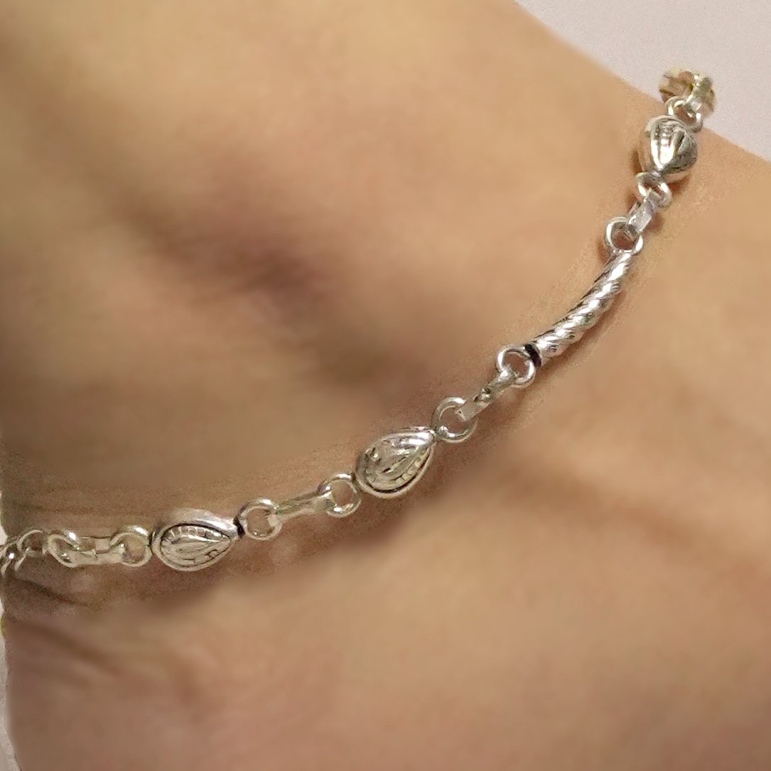 Oxidise Silver Traditional Anklet - Image 4