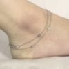 Silver Studded American Diamond Circle Shape Double layer Italian Anklet