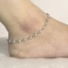 Silver Studded American Diamond Square Shape Anklet