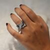 Silver Modern Blue Cutstone AD Ring