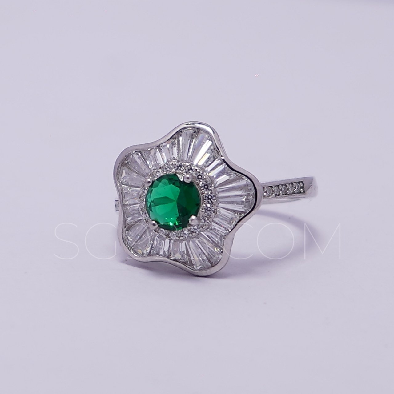 Silver Elevated Single Stone AD Modern Ring - Image 2