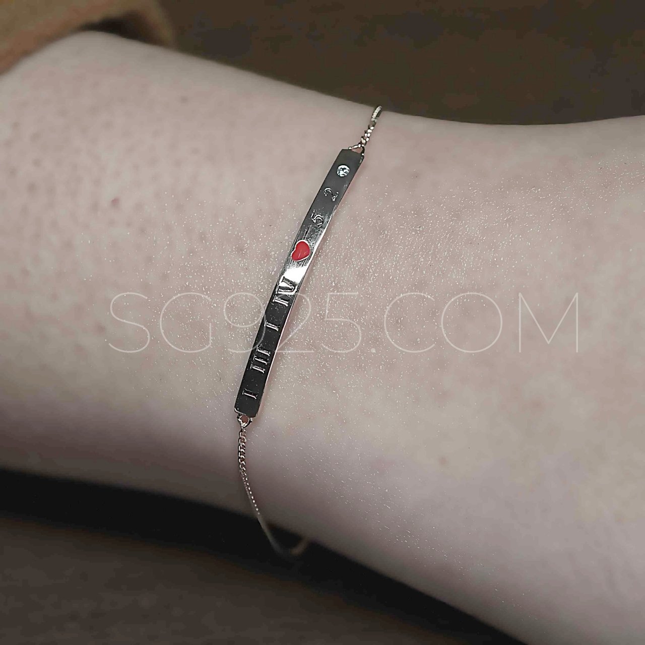 Heart Link Chain Charm Bracelet